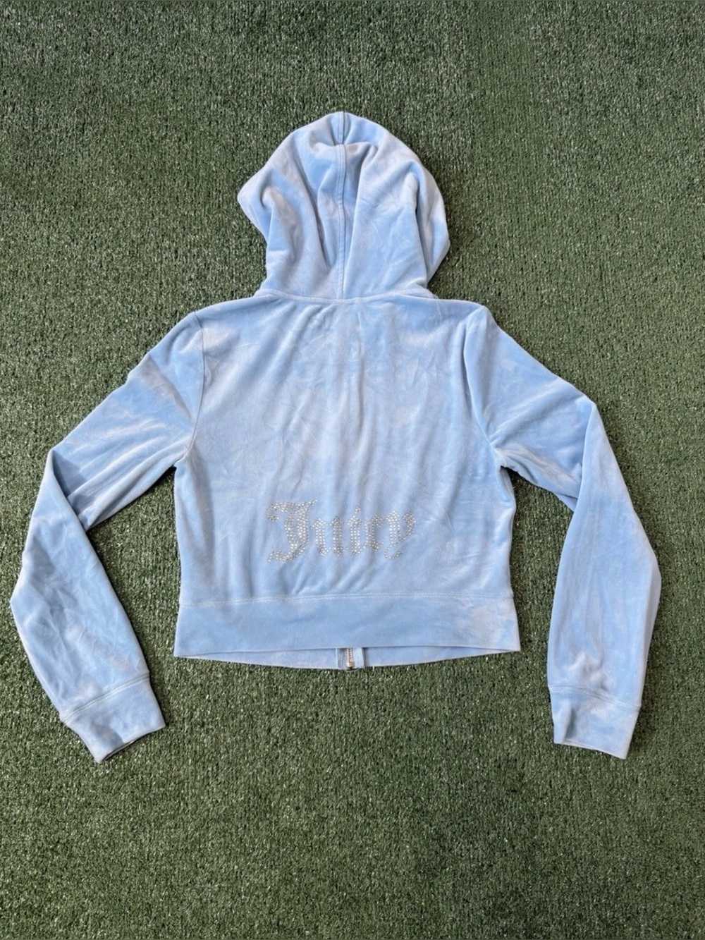 Juicy Couture  Y2K OG Big Bling Velour Zip Hoodie Blue M